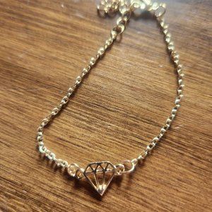 7" Gold Tone Diamond Shape Bracelet Geometric Design Casual Fashion NWT Simple